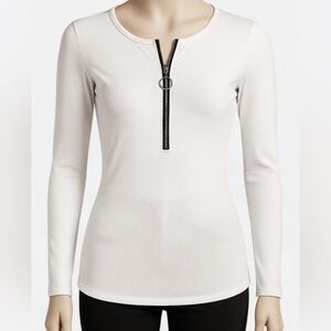 Women's White Zipper Top